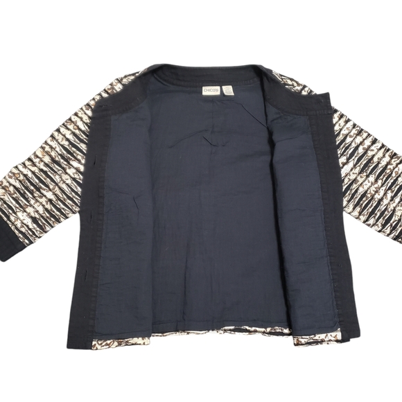 Chico's Cotton Applique Animal Print Button Front Jacket Large Mobwife - Picture 8 of 10